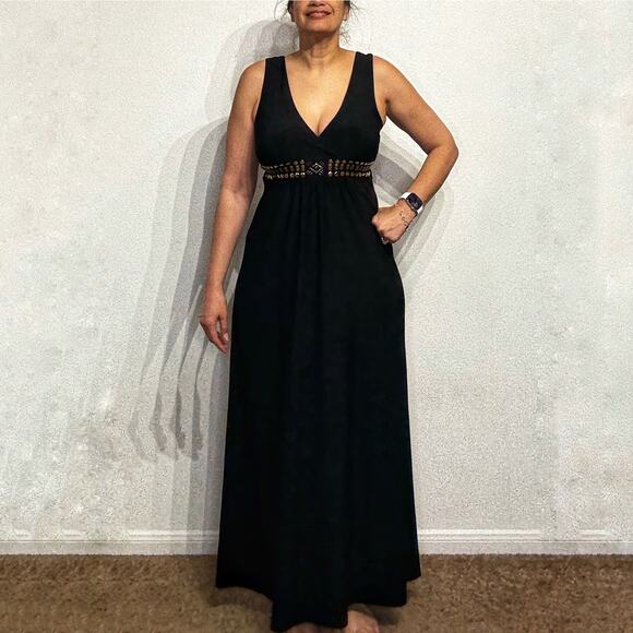 JSP Black Studded Maxi Dress Sz M - Picture 1 of 10